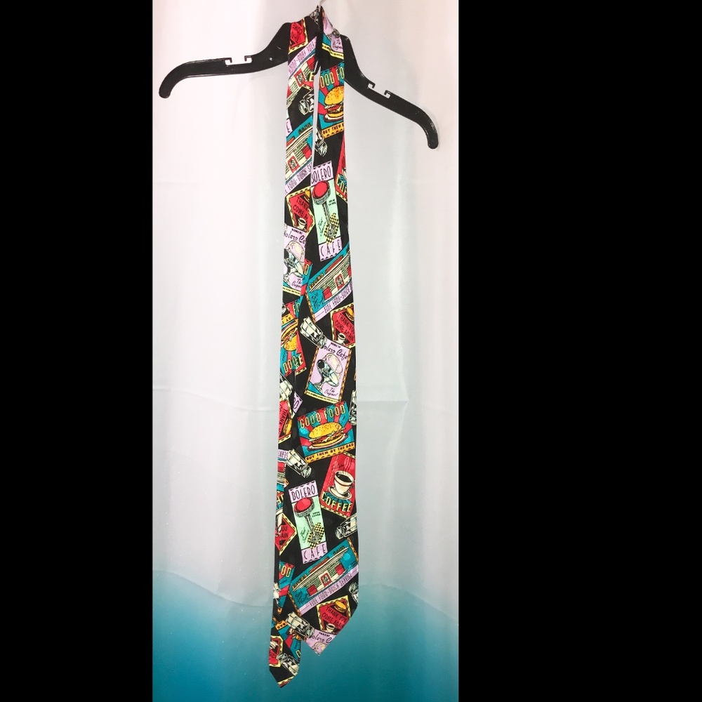 Vintage Addiction Hand Made 100% Silk Mens Necktie Bolero 50s Coffee House Theme